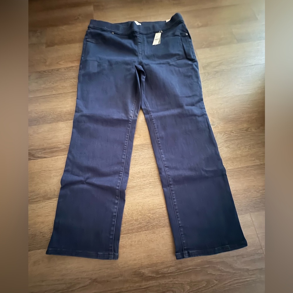 Lane Bryant Women's Straight Leg Pull On Jeans - Dark Blue